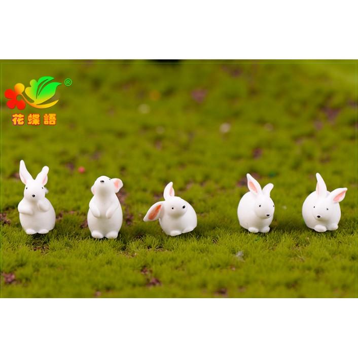 KHO-HN * Combo 05 mô hình thỏ mập trắng mũm mĩm dễ thương trang trí tiểu cảnh, bonsai, DIY