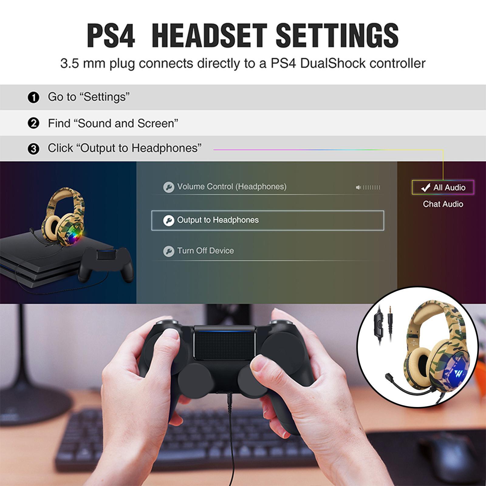 RGB Gaming Headset w/Mic RGB LED Headphones Stereo Bass Desert