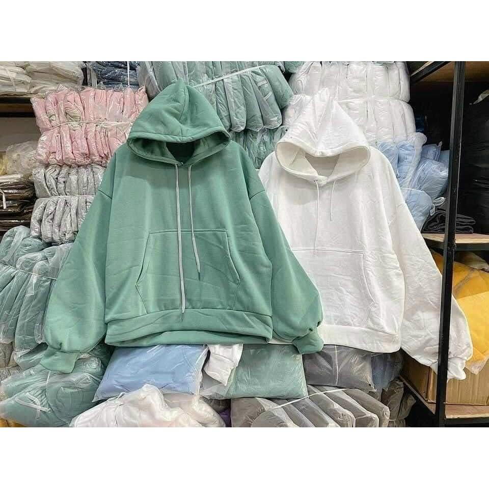 Áo khoác nam nữ nỉ ngoại hoodie tay phồng trơn