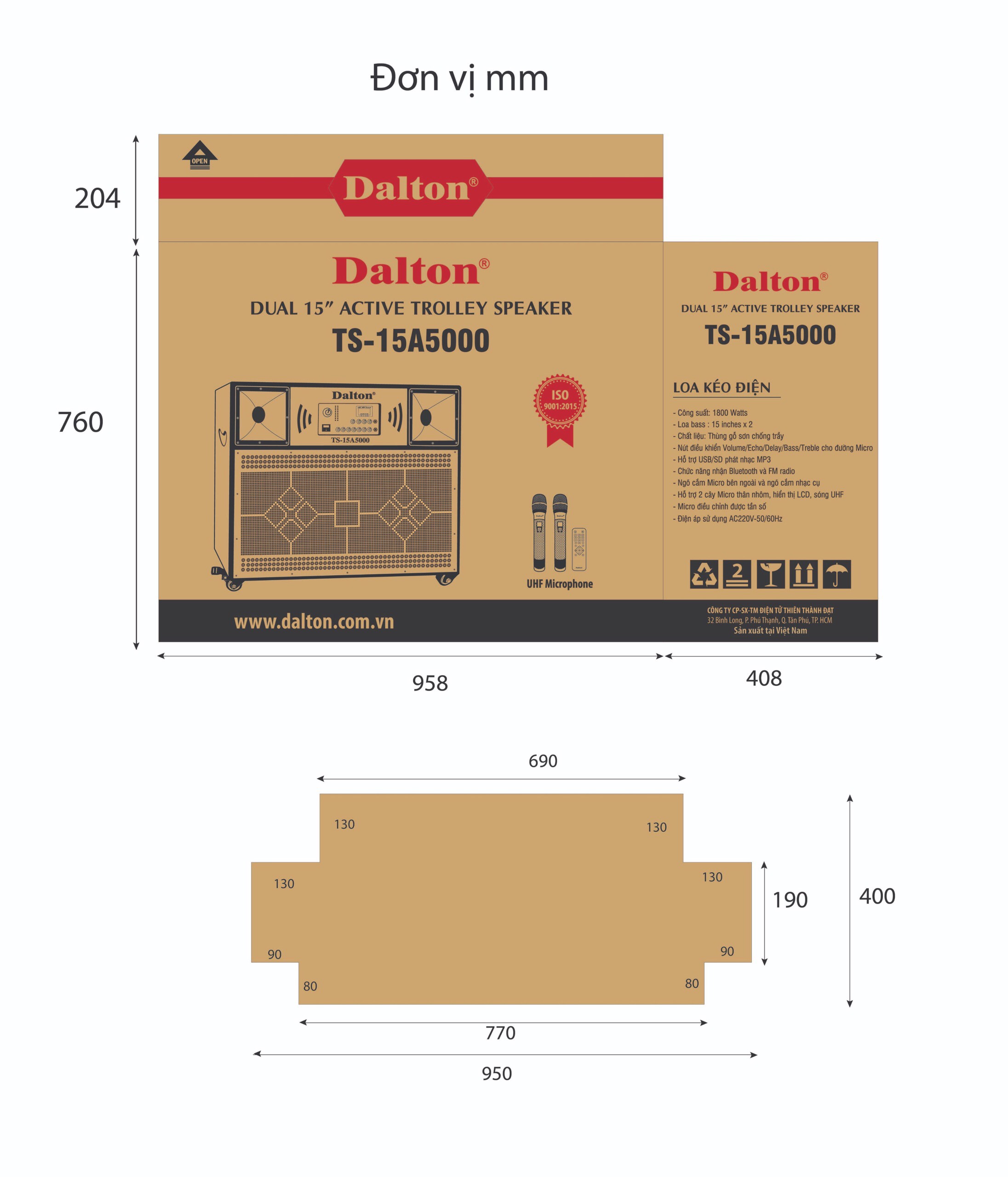 Loa Kéo Tủ Điện Dalton TS-15A5000 - Hàng Chính Hãng