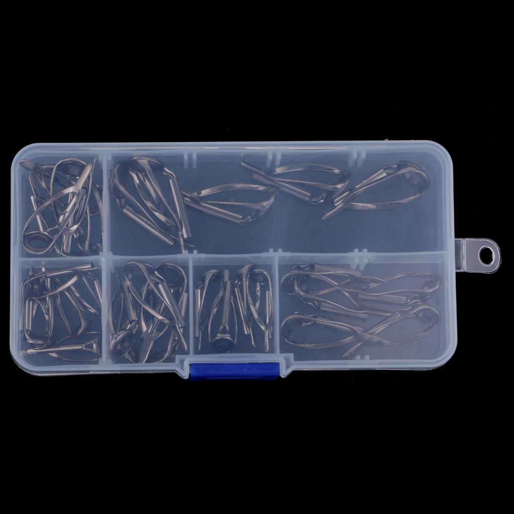 30pcs Durable Fishing Rod Guides Tips Set Rod Repair Kit Eye Ring 2.2#-3.0#
