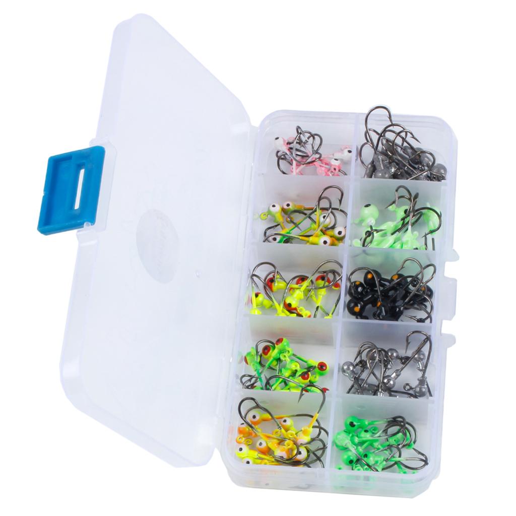 100pcs Jigging Jig Hooks Fishhook Lead Head Fishing Hooks Set for Worm Lures