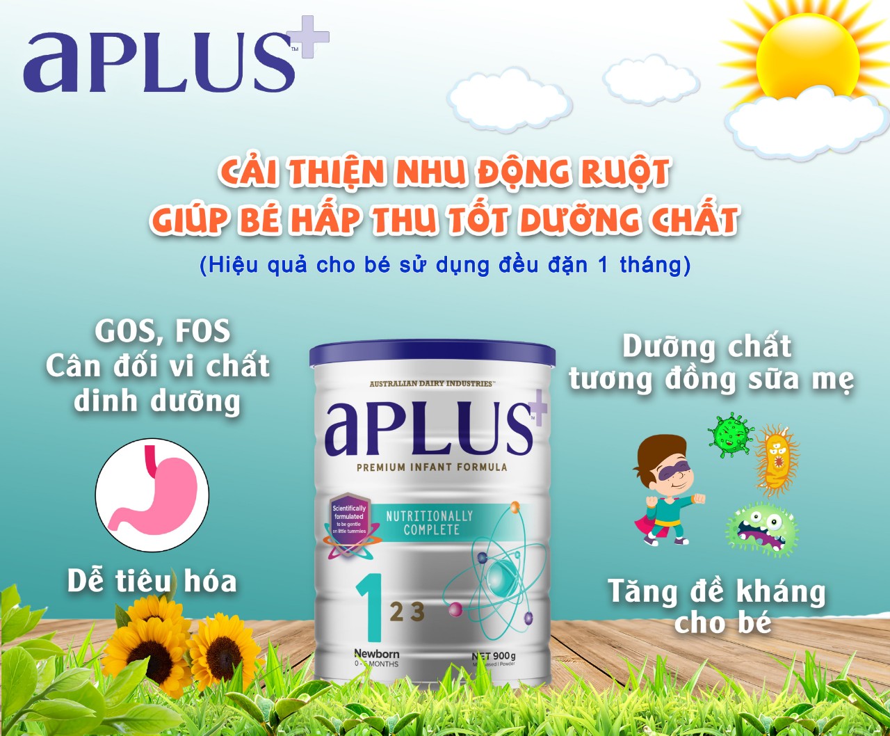 Sữa Aplus số 1 Nhập Khẩu Úc Dành Cho Bé từ 0 Đến 6 Tháng Tuổi - 900g - Chính Hãng