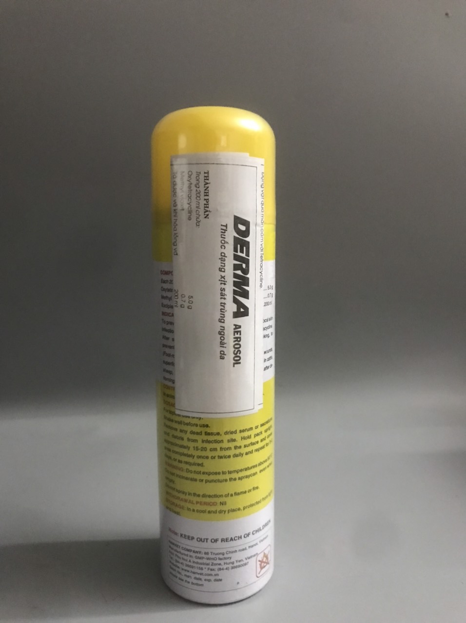 Derma aerosol, oxytetracyclin dùng xịt ngoài da cho chó, mèo, lợn, trâu, bò