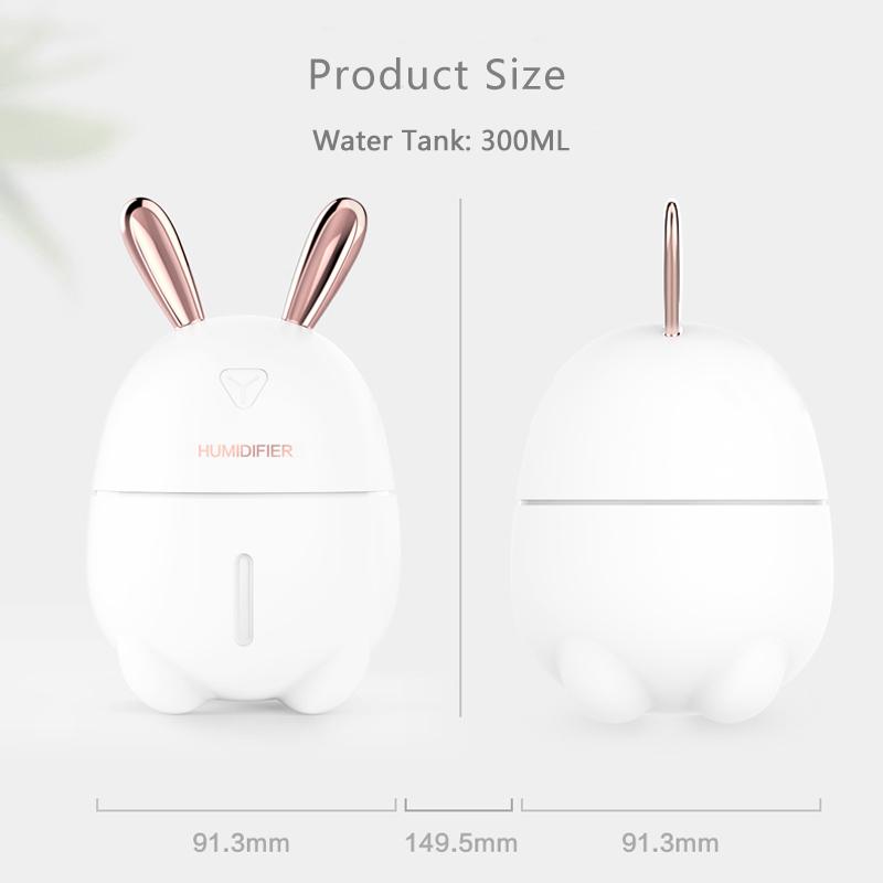 Máy Tạo Độ Ẩm Không Khí 300 Ml Hình Thỏ Dễ Thương Siêu Im Lặng USB Tinh Văn Phòng Không Khí Tươi Hơn Humidificador Máy Lọc Không Khí Sương máy Làm