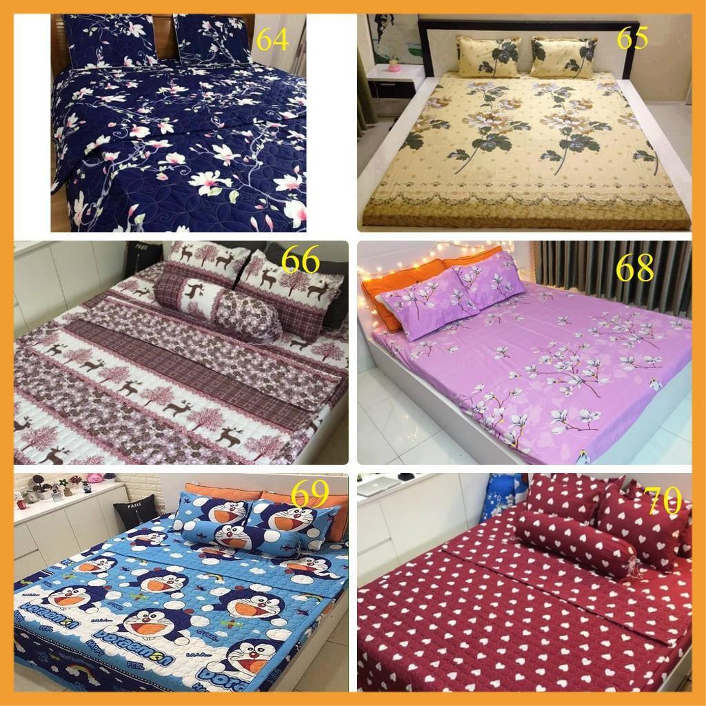 Ga chun bọc đệm kèm 2 vỏ gối poly cotton mẫu gà vàng, drap thun bọc nệm