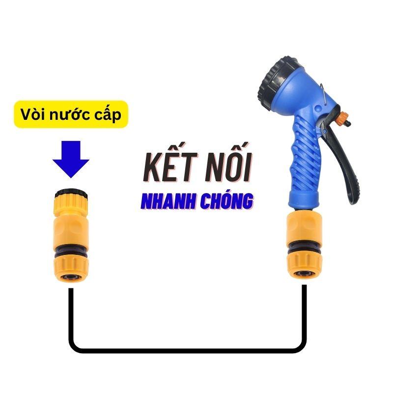 Bộ tưới cây rửa xe vòi xịt nước 6 chế độ kèm 5/10 mét dây ống nước áp lực