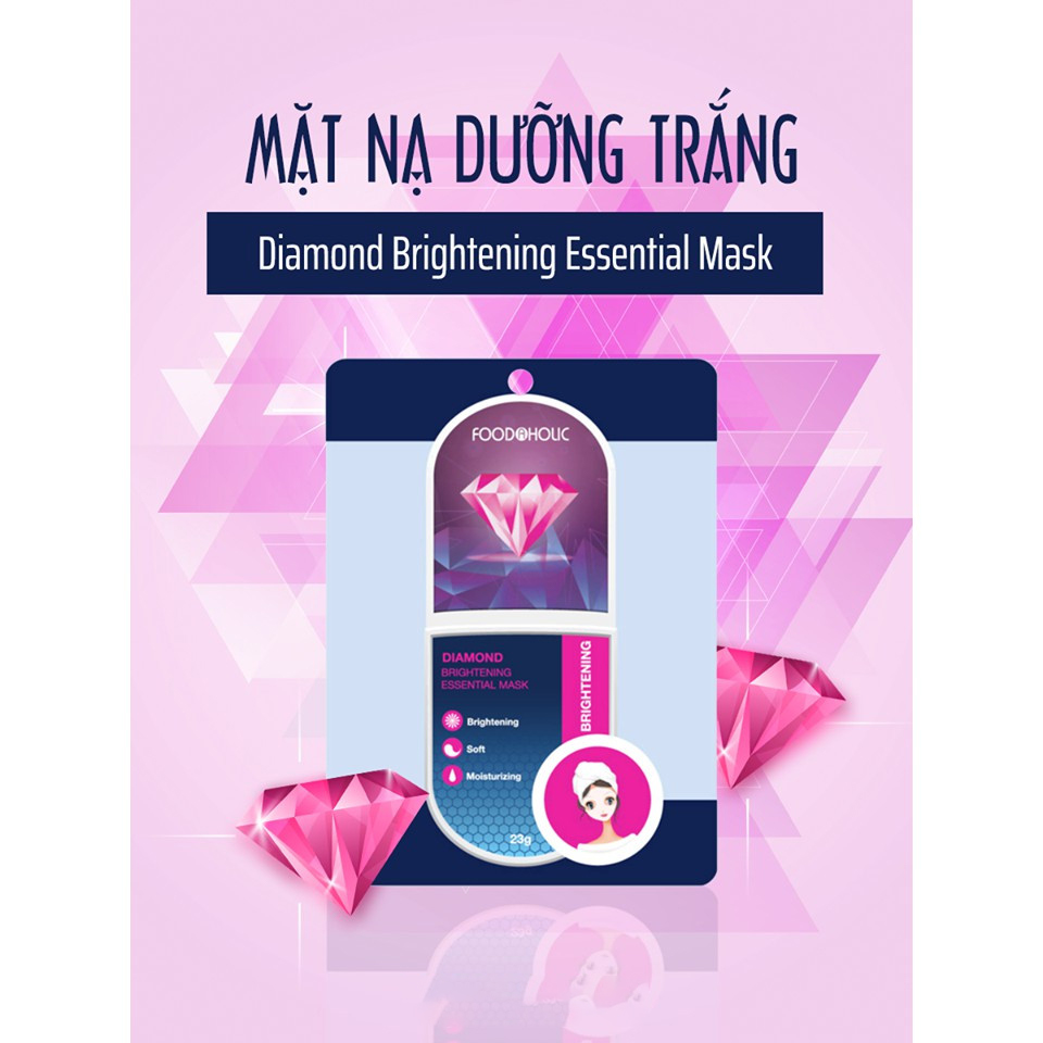 Combo 5 Mặt Nạ Dưỡng Trắng Da Kim Cương Foodaholic Diamond Brightening Essential Mask 23g x 5