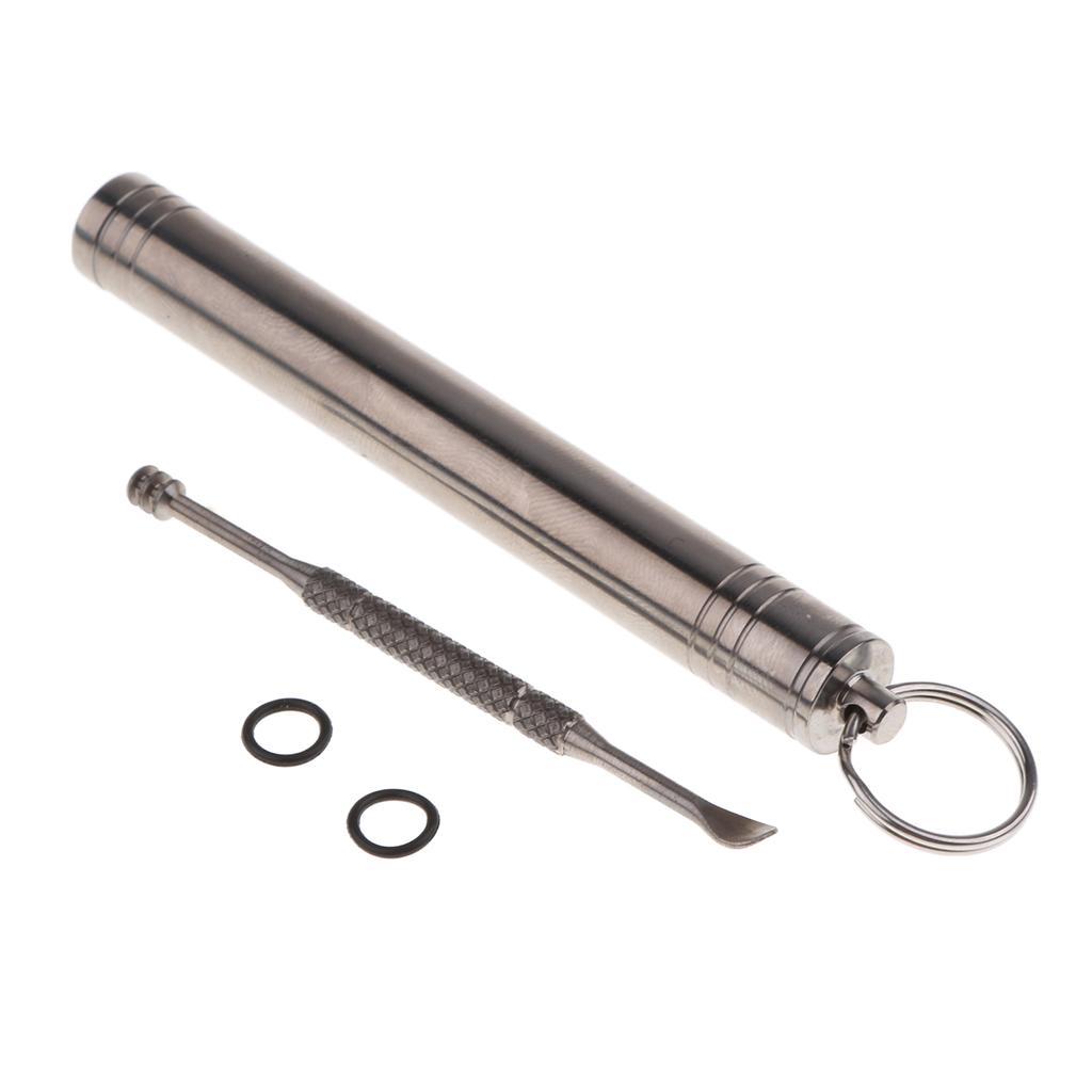 Pocket Titanium Alloy Camping Toothpick Box Ear Pick Holder with Ear Pick for Outdoor Activities
