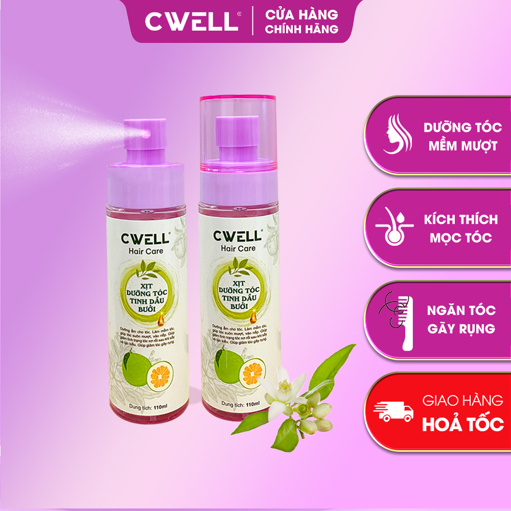 Xịt dưỡng tóc tinh dầu bưởi CWELL 110ML, xịt bưởi mọc tóc giảm gãy rụng, kích mọc tóc, dưỡng tóc dài nhanh