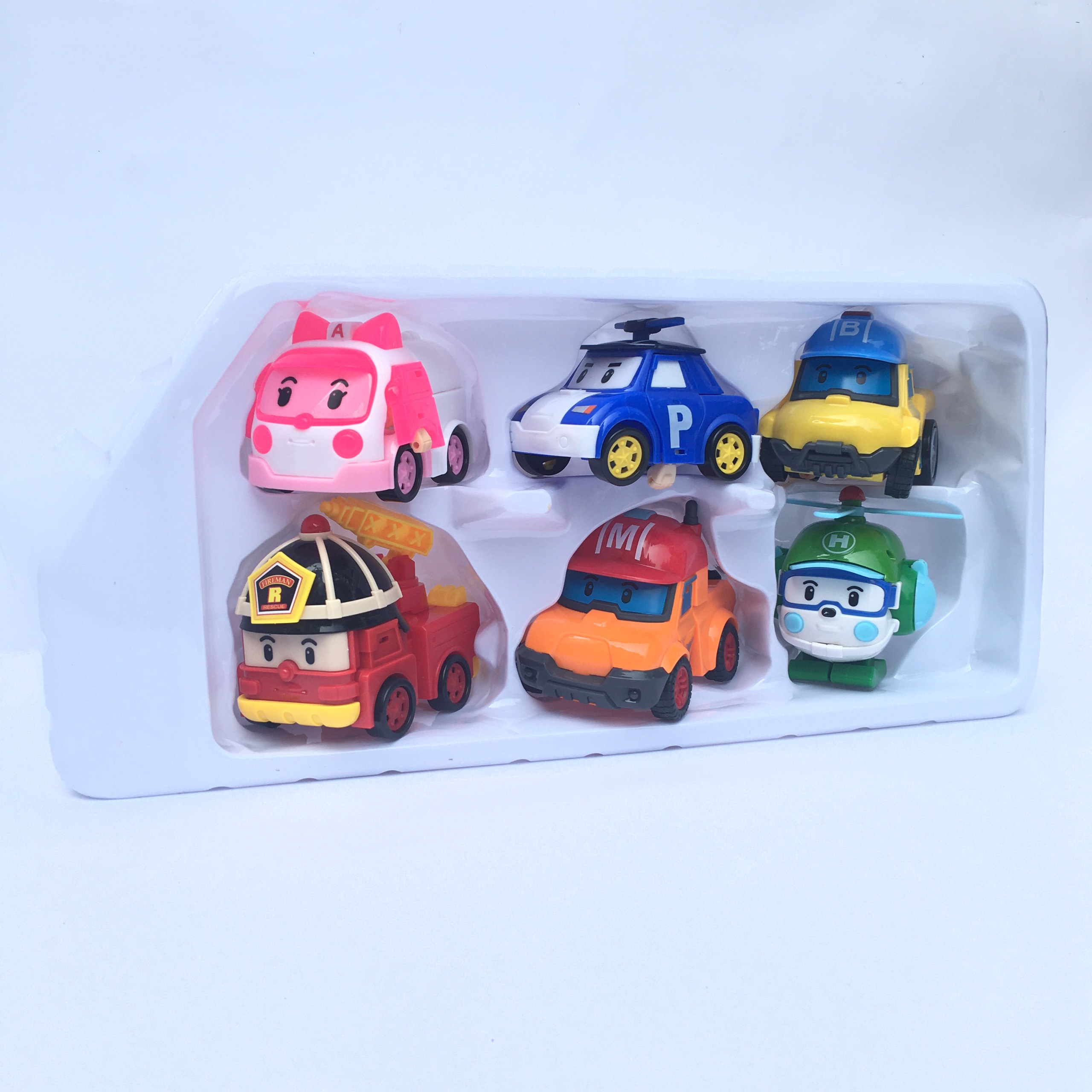 Đồ chơi trẻ em xe Bus Đội bay siêu đẳng Biến Hình Robocar Poli và những người bạn - Bộ 6 con