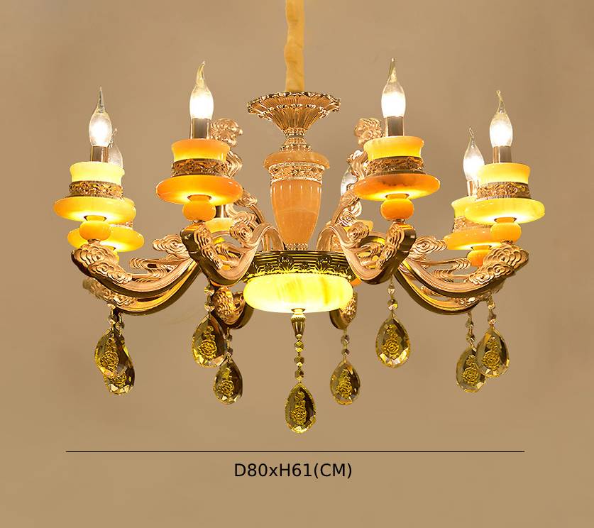 Đèn chùm Goldseee DEWRA phong cách sang trọng trang trí nhà cửa cao cấp loại 8 tay .