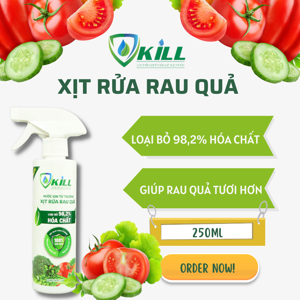 Nước ion Vkill  Rửa Rau Củ Quả