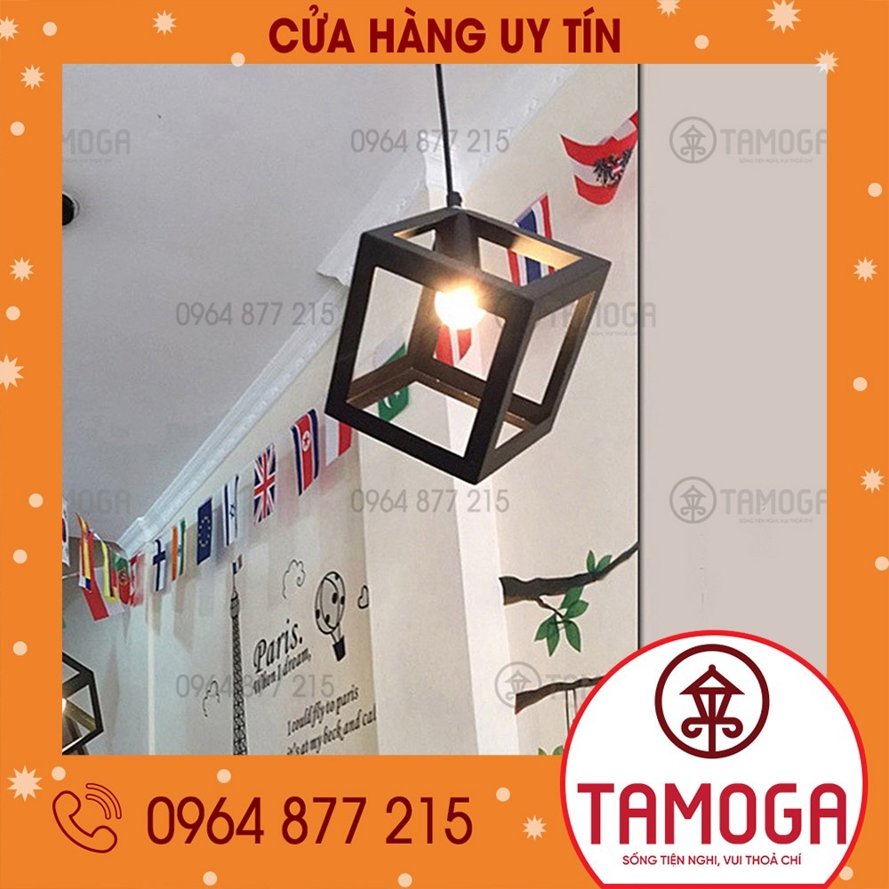Đèn thả trần trang trí phòng khách hình khối lập phương TAMOGA DT 0068/1 + Kèm bóng 3 màu