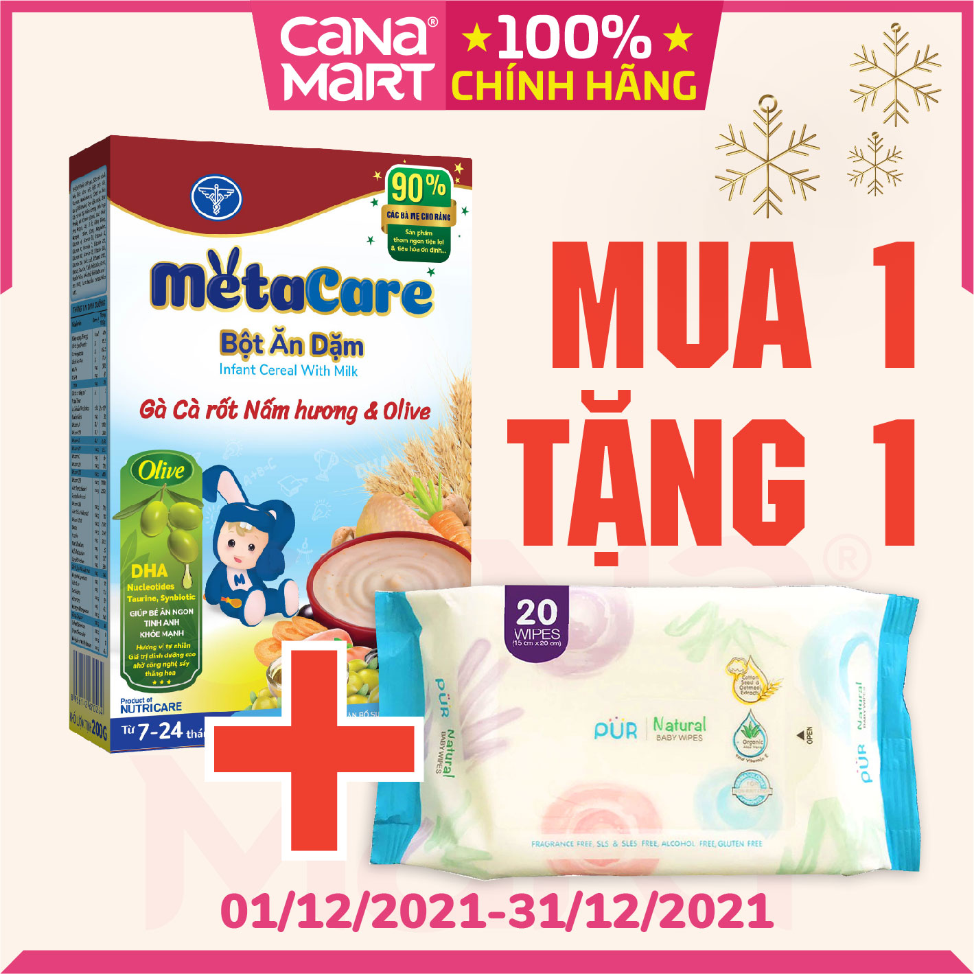 Bột ăn dặm tốt cho bé Nutricare Metacare Gà cà rốt nấm hương & olive (200g)