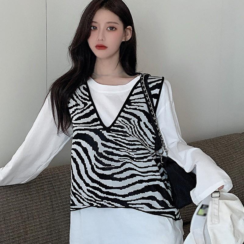 Áo Khoác Dệt Kim Không Tay Cổ Chữ V Phong Cách Retro Dành Cho Nữ