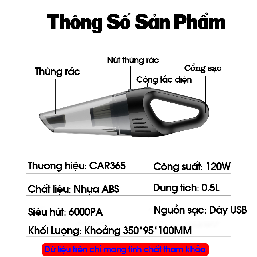 Máy hút bụi không dây cho xe hơi cao cấp - Hút mạnh, hoạt động êm ái và tiện lợi - CAR43