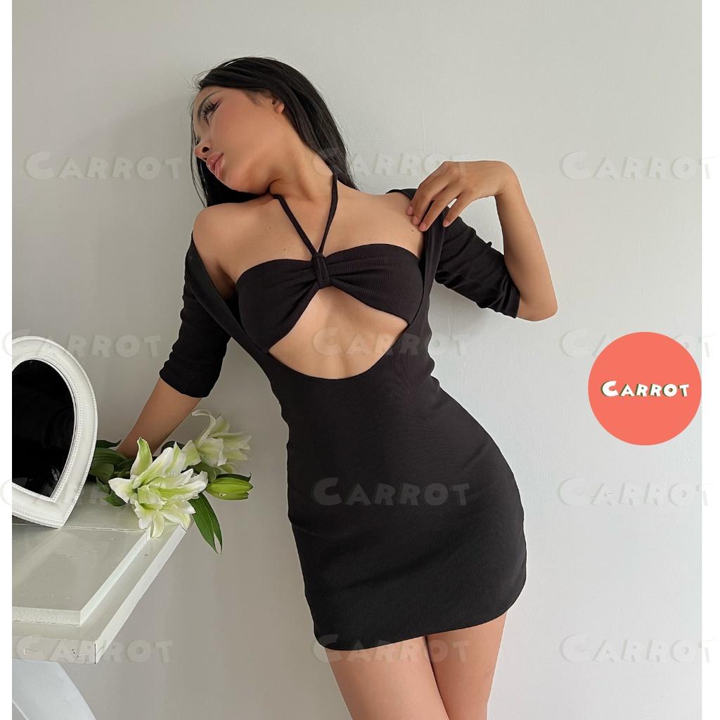 Đầm body sexy hở ngực thiết kế chất thun đi tiệc sang trọng váy nữ dáng ngắn ôm body carrotxinhdep