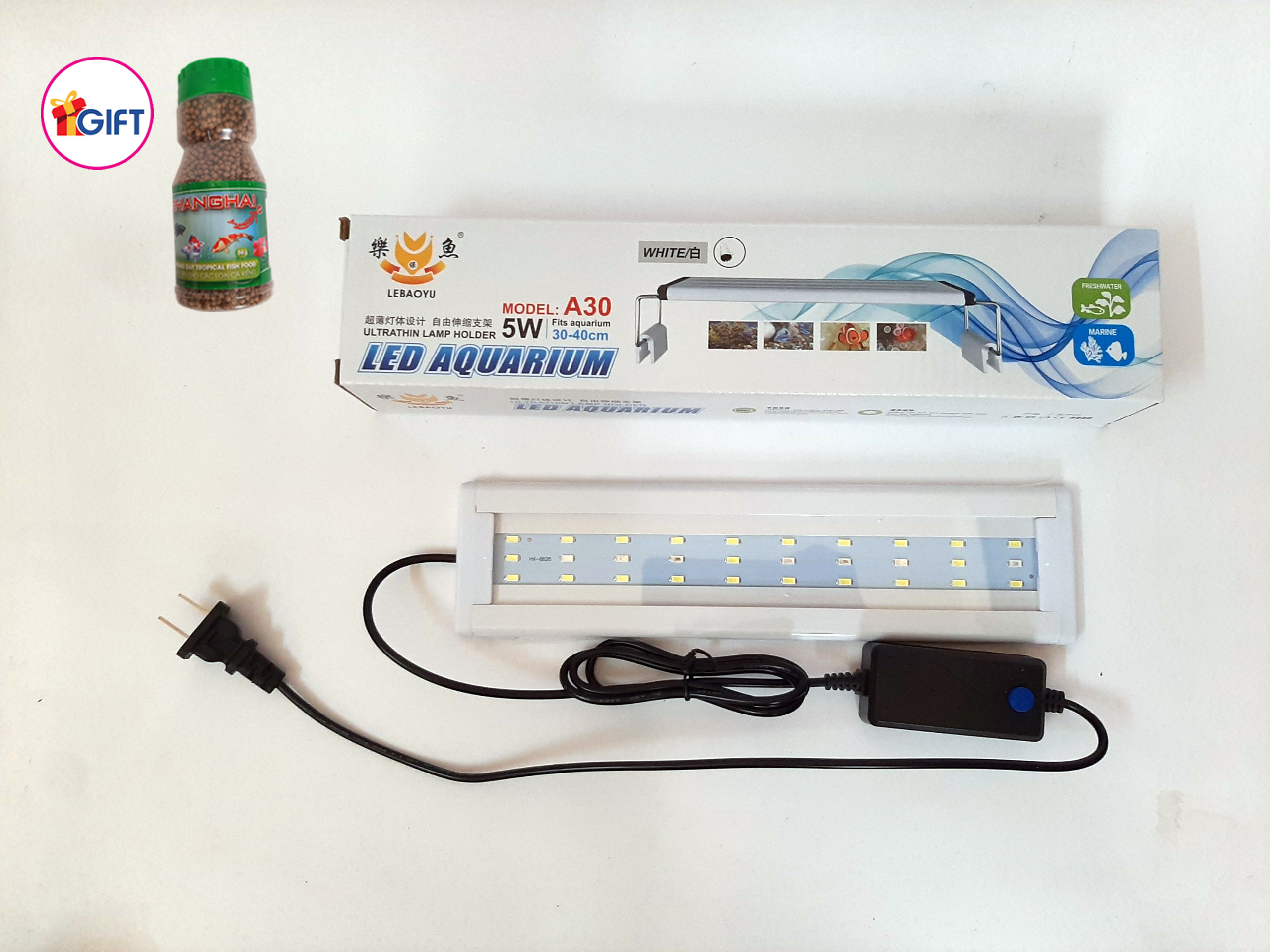 Đèn led 3 màu thủy sinh, đèn led bể cá mini, đèn hồ cá, A30 cho bể dài từ 30-40 cm