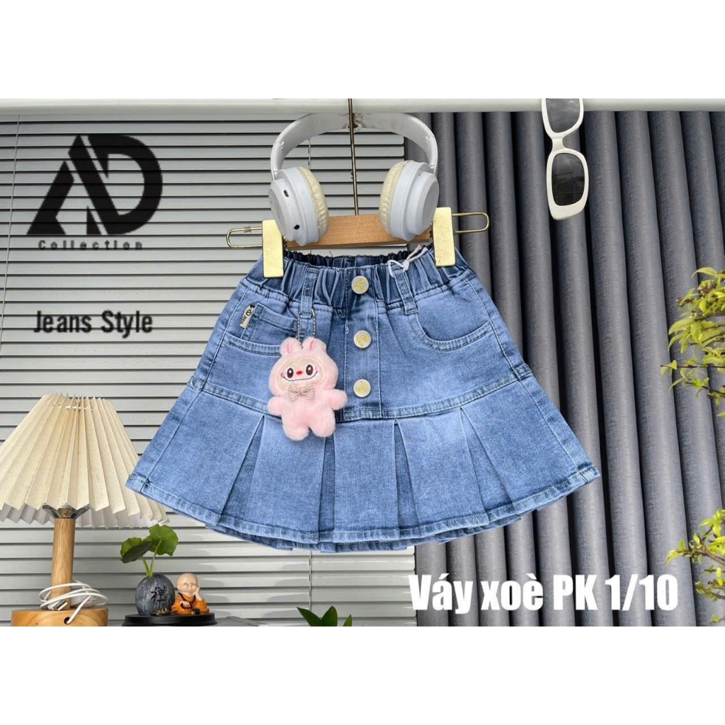 chân váy xếp ly cho bé gái phối đồ phong cách Hàn Quốc size 10-30kg mẫu mới (kèm chip)