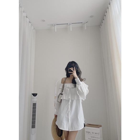 Áo sơ mi trễ vai bèo siêu hot