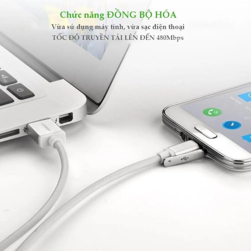 Ugreen UG20836US134TK 2M Màu Trắng Cáp sạc USB 2.0 sang Micro USB - HÀNG CHÍNH HÃNG