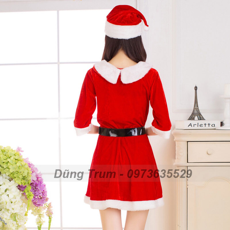 Trang phục Noel nữ, đầm noel chất liệu nhung siêu đẹp DT09