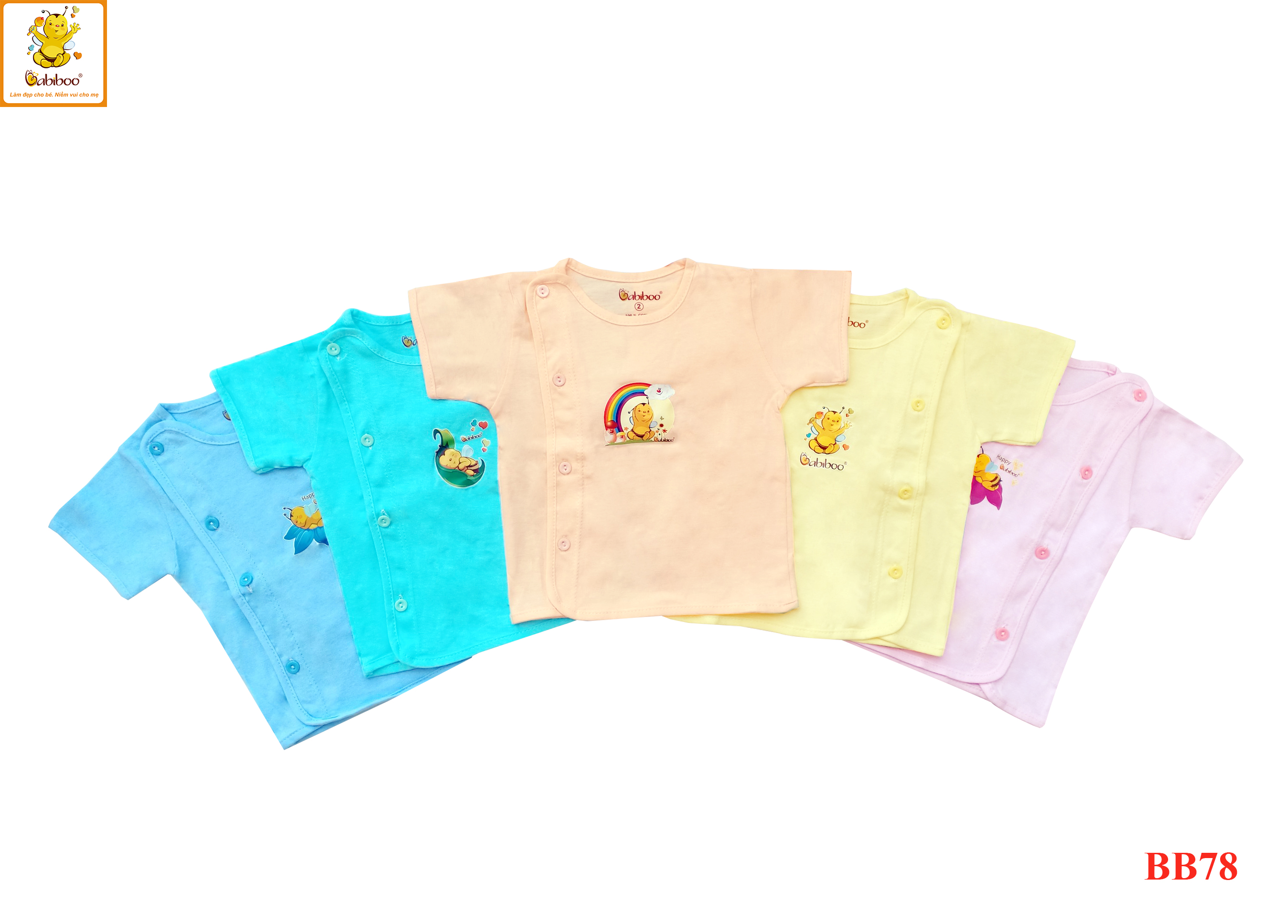 Bộ sơ sinh 100% cotton màu ngắn bác sĩ BABIBOO - BBC19