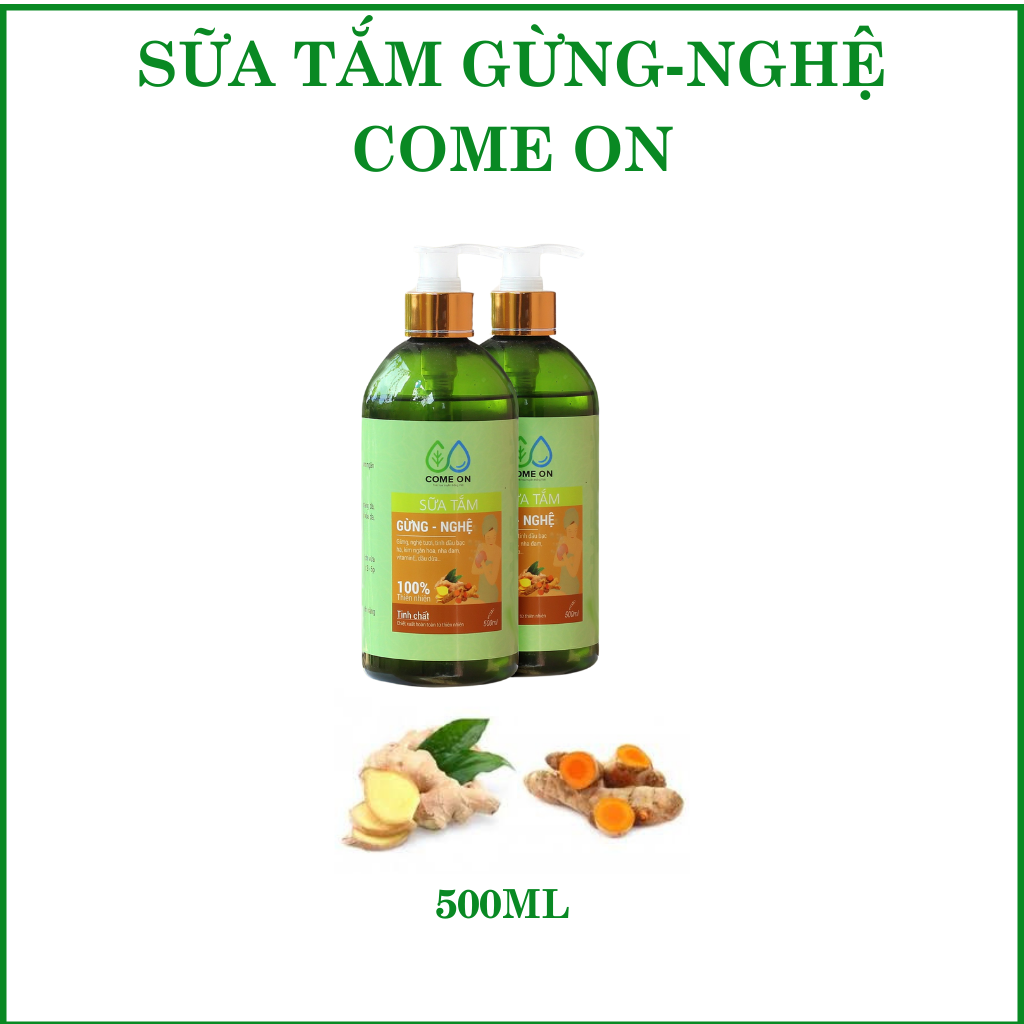Sữa tắm gừng nghệ Come on chai 500ml sữa tắm trị mụn lưng, sữa tắm tẩy tế bào chết, sữa tắm trắng da