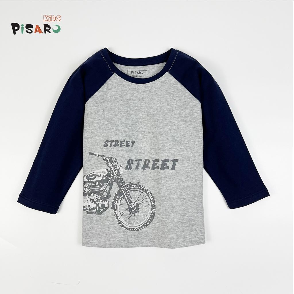 Áo thun dài tay bé trai, bé gái PISAROKIDS chất vải cotton cao cấp co giãn mềm mại in họa tiết