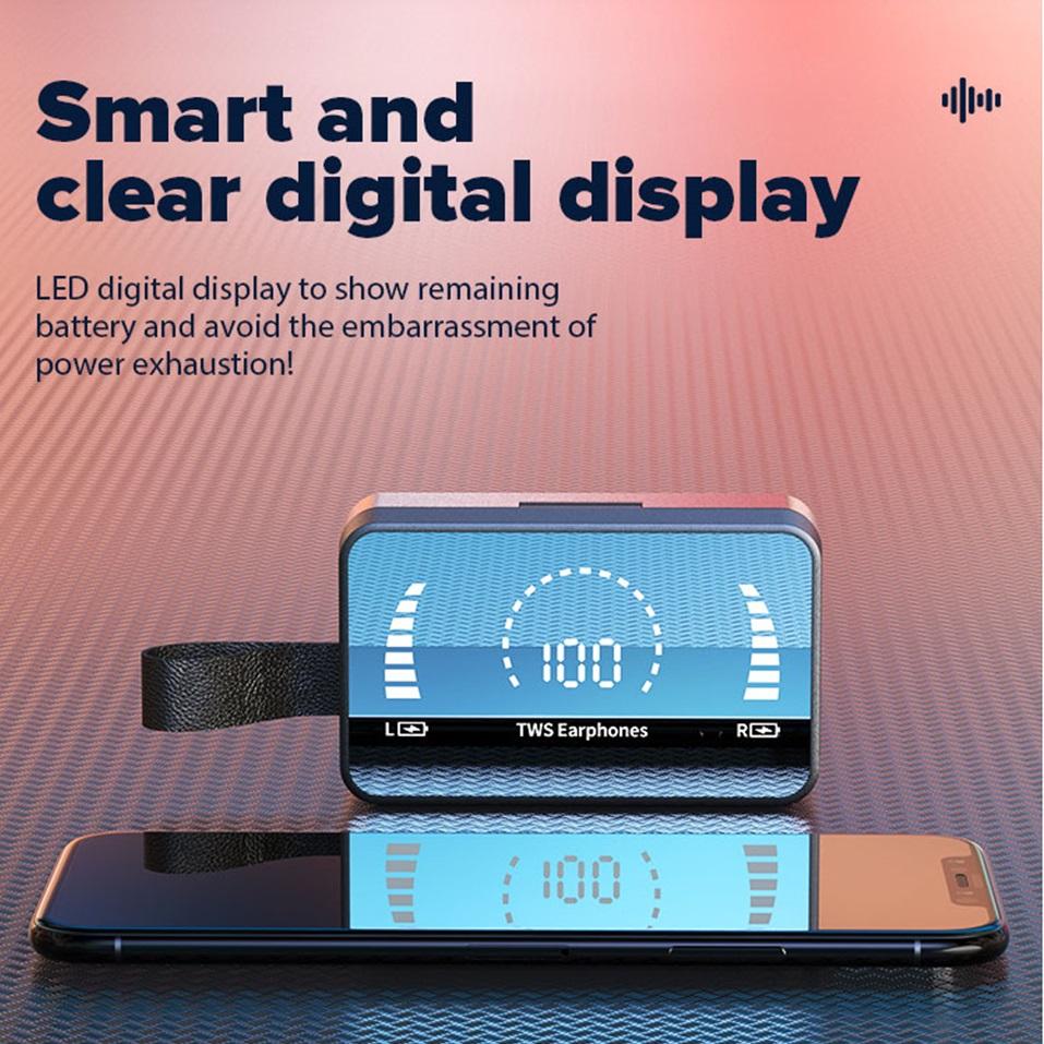 TWS Không Dây Bluetooth Tai Nghe HD Gương Màn Hình Màn Hình Hiển Thị LED Tai Nghe Nhét Tai 9D HIFI Stereo Tai Nghe Nhét Tai Tai Nghe Với 3500MAh Sạc Hộp