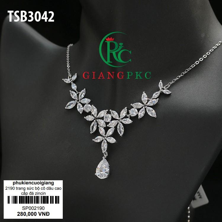 Trang sức bộ cho cô dâu đá sáng không đen lấp lánh cao cấp Giangpkc