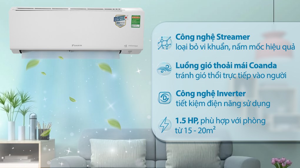 Máy Lạnh DAIKIN Inverter 1.5 HP ATKF35XVMV - Hàng chính hãng