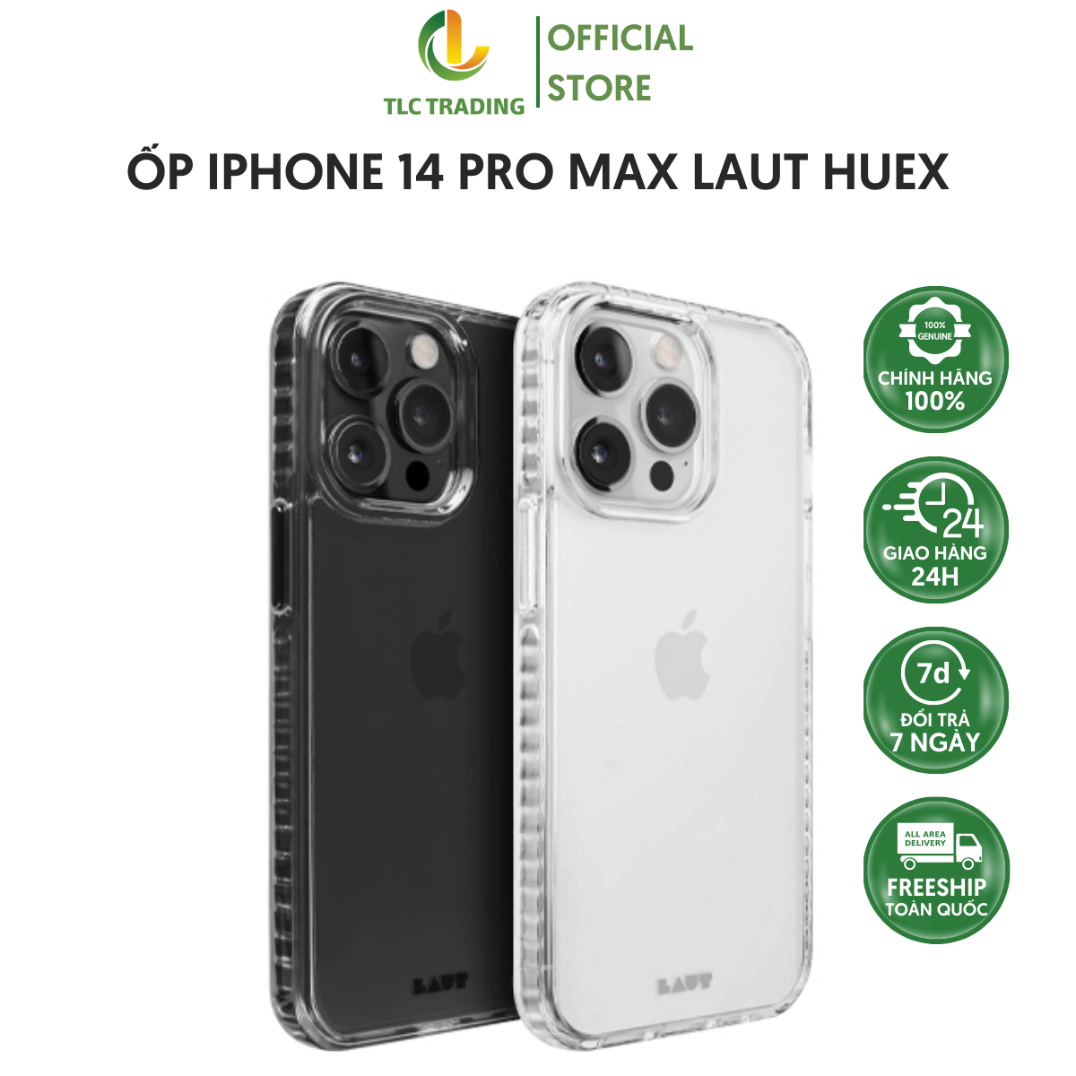 Hàng chính hãng Ốp dành cho iPhone 14/ 14 Plus/ 14 Pro/ 14 Pro Max -LAUT Huex Crystal Được làm từ nhựa PC siêu bền và khung TPU chống sốc