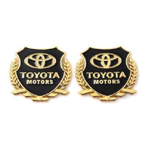 Bộ 2 Logo bông lúa nổi Toyota dán trang trí Ngoại thất ô tô