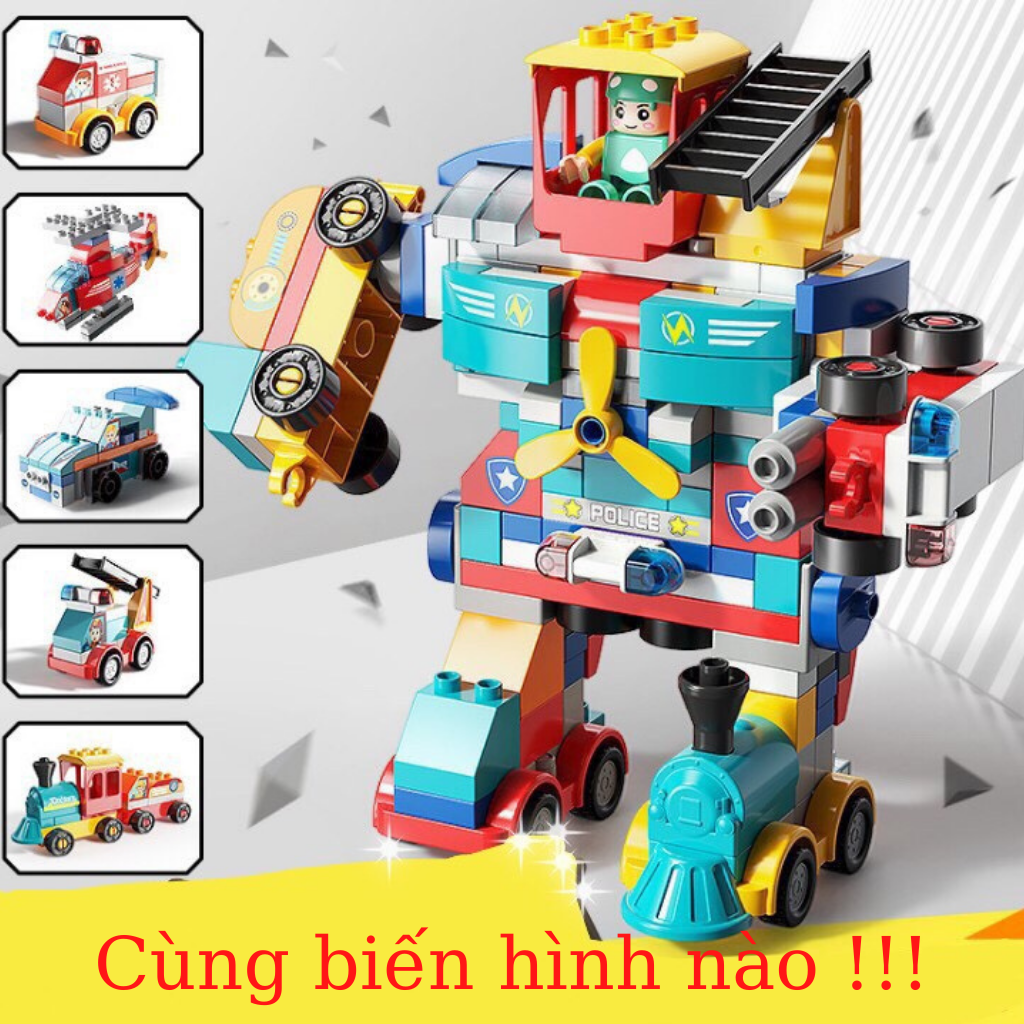 Đồ Chơi Xếp Hình Các Loại Xe Và Robot Biến Hình 195 Chi Tiết Loại To