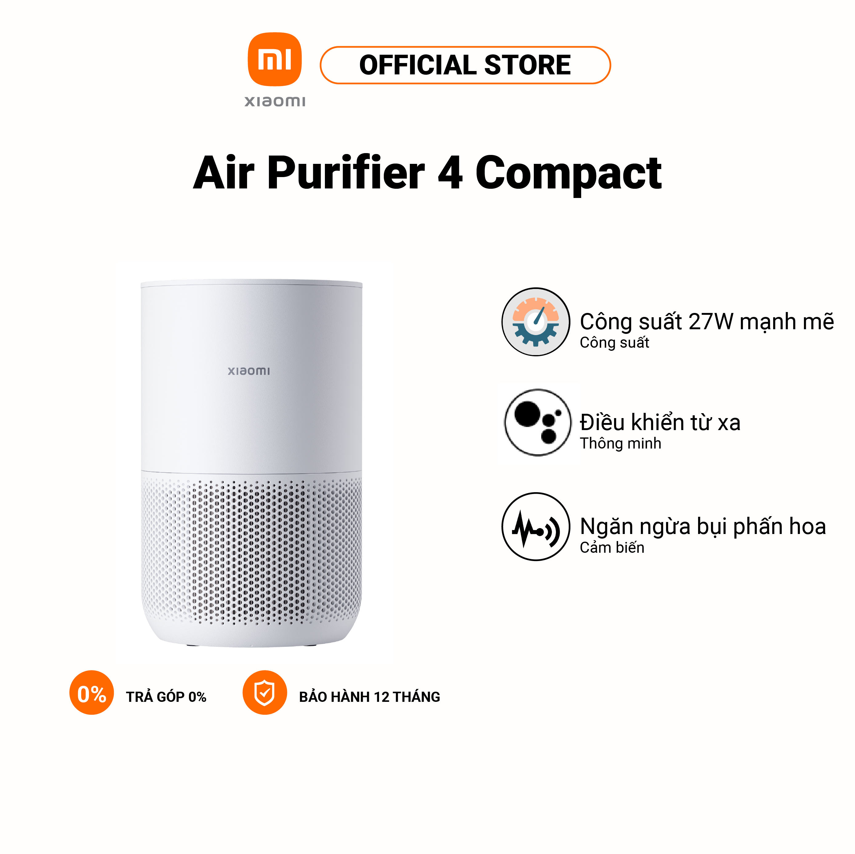 Máy lọc không khí Xiaomi Smart Air Purifier 4 Compact - Hàng chính hãng