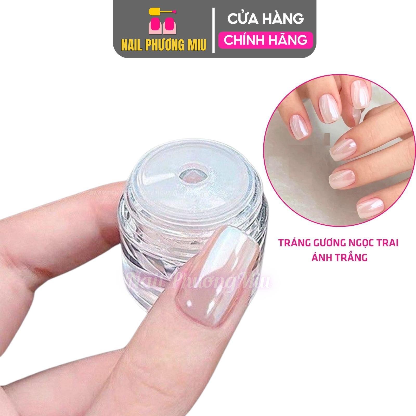 Tráng Gương Ngọc Trai Ánh Trong, Trắng Bạc Nhạt, Bạc INOX 10g Tạo Hiệu Ứng Ánh Bạc, Sáng Bóng Lấp Lánh Như Ngọc Trai Trang Trí Móng Siêu Đẹp