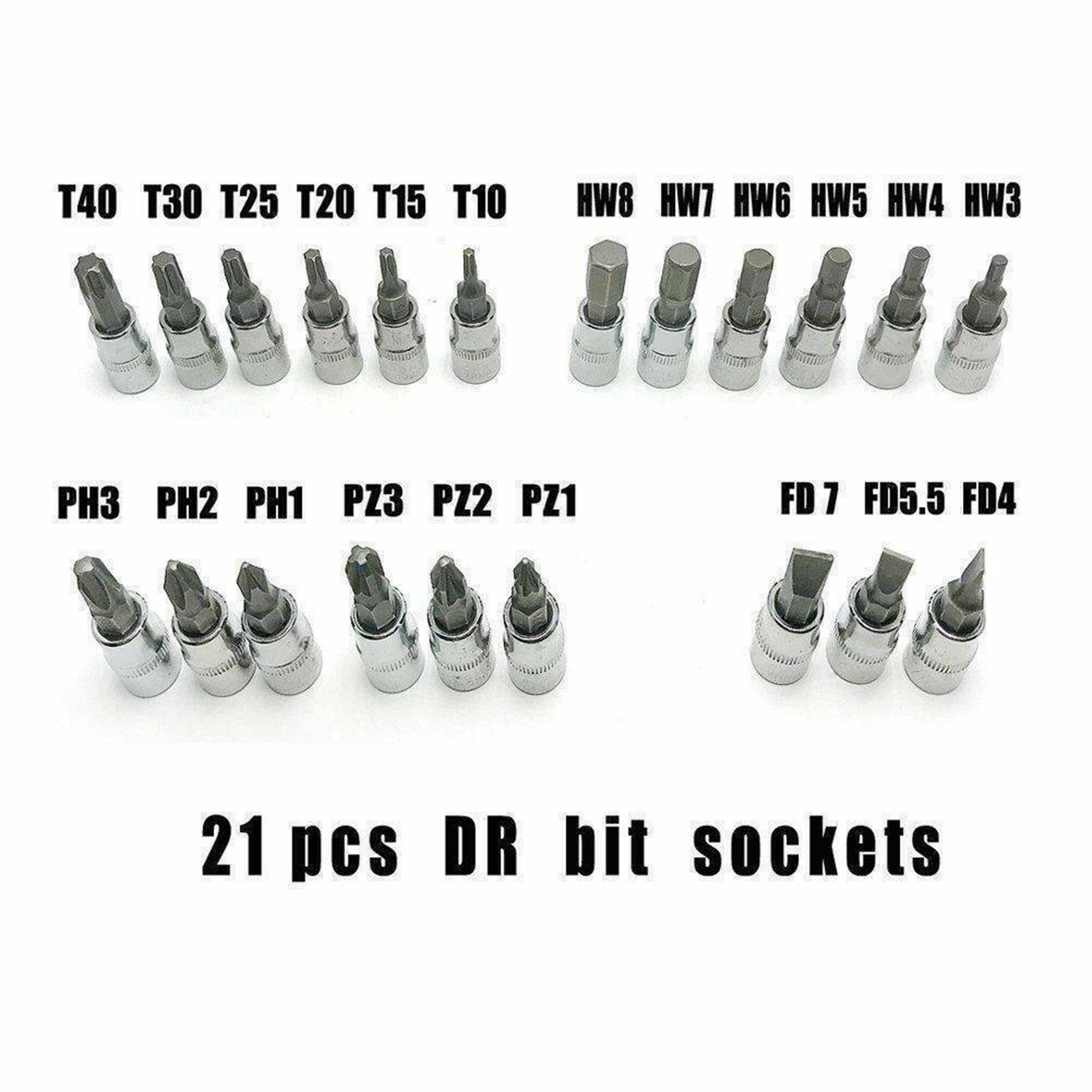 46Pcs Ratchet Wrench Socket Tools Set Metric 1/4'' Drive Screwdriver with Box