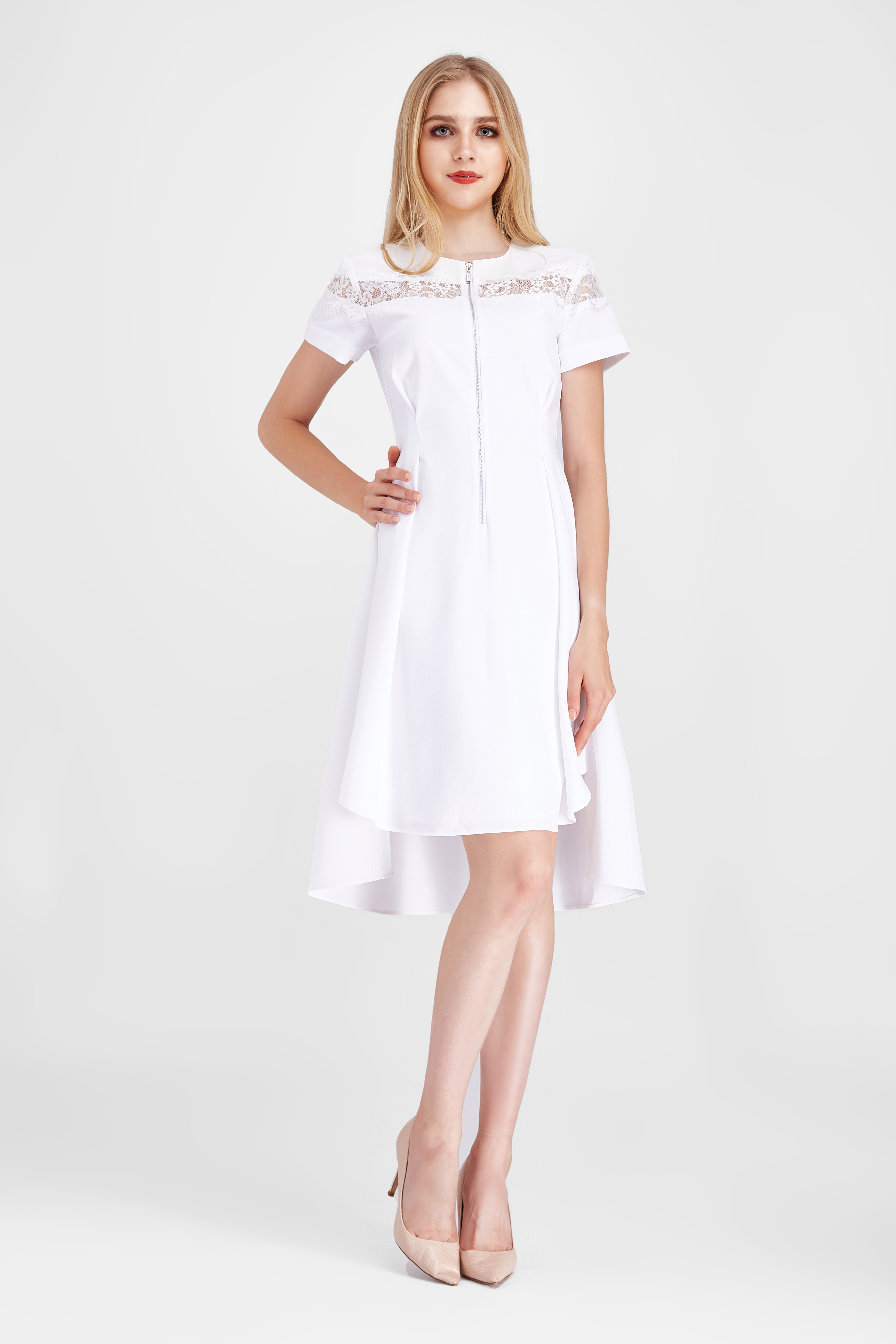 Đầm công sở ren dây kéo dn002