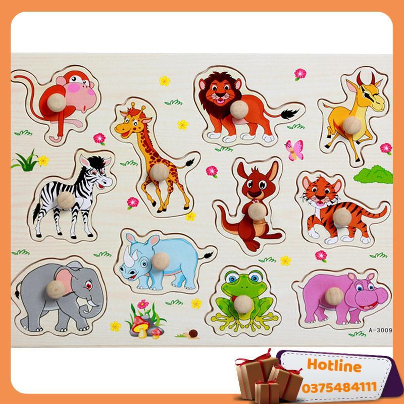 Combo 6 Bảng Ghép Hình Núm Gỗ - Hàng Loại 1