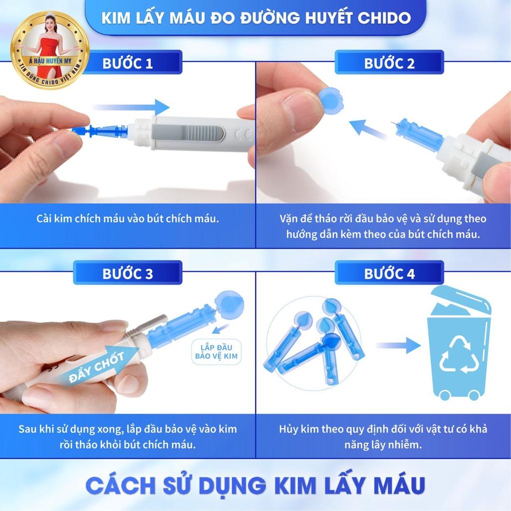 Máy đo đường huyết cao cấp CHIDO, tặng 50 que thử + kim