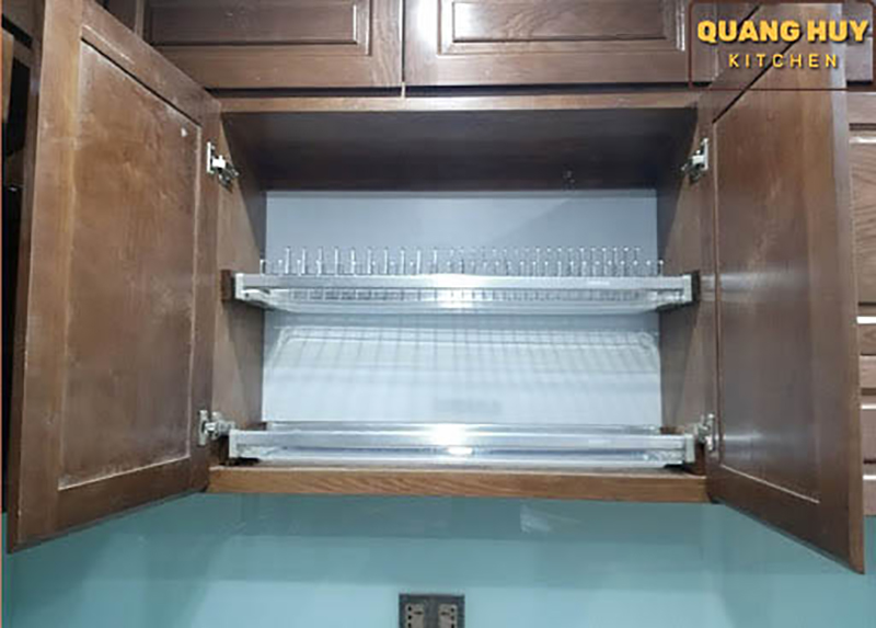 Giá úp bát 2 tầng cố định inox bóng cho tủ bếp trên