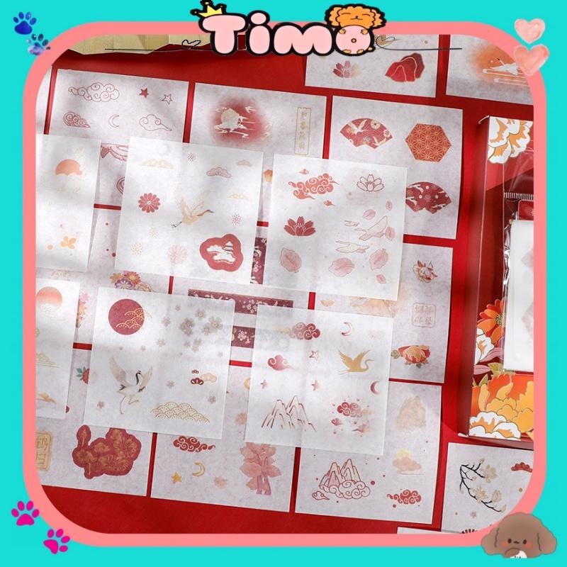 Sticker 1k cute trang trí dán laptop điện thoại kiểu cổ trang trong hộp 100 tấm có axtra TIMO ST40