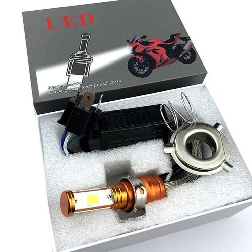 Đèn pha led xe máy ô tô 3 tim đuôi công siêu sáng xài điện máy lắp không cần độ chế