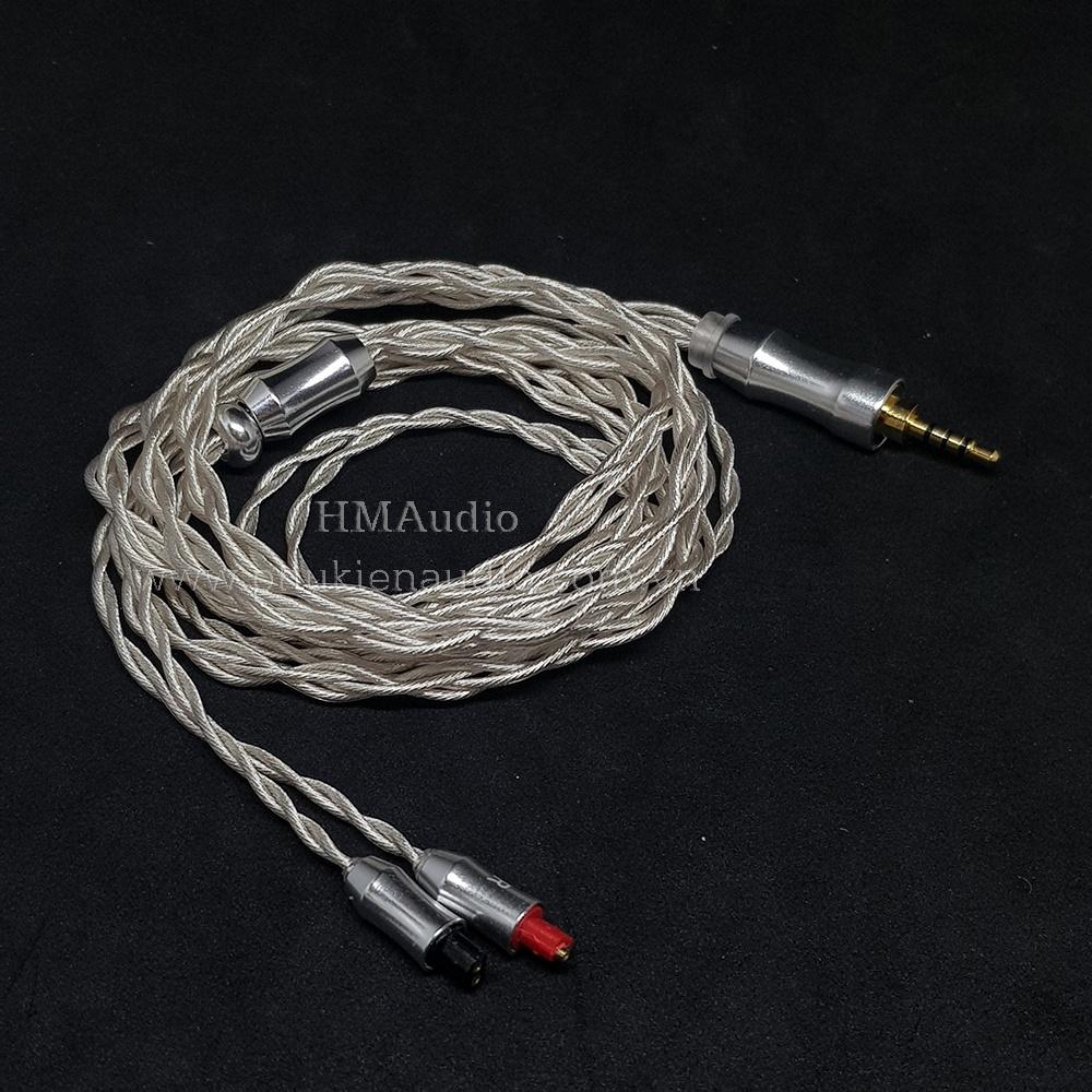 Dây tai nghe đồng mạ bạc OFC 1.2mm tết 4 - Connetor IM02/03/50/70 A2DC IE80/80s IE40Pro IE100/IE400/500 MMCX 2Pin 0.78mm