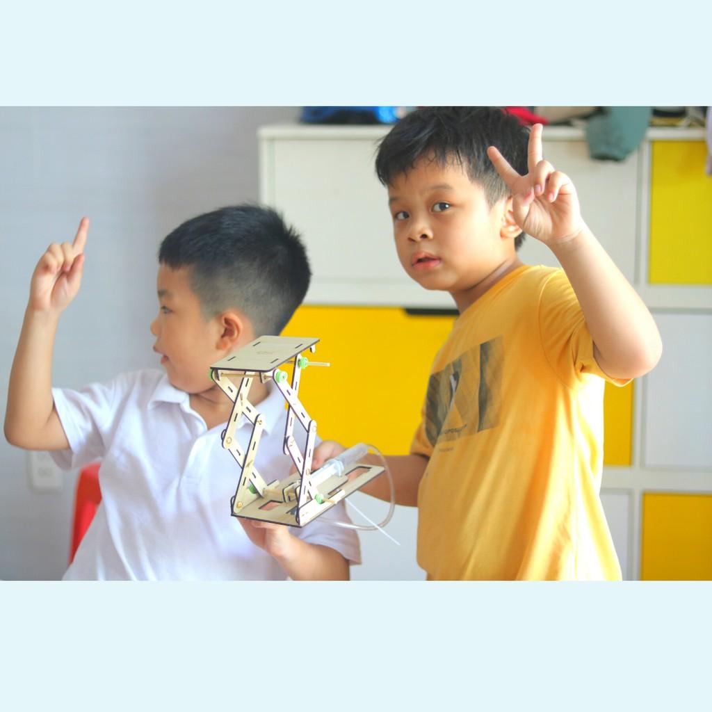 Bàn Nâng Thuỷ Lực, Đồ Chơi Stem Tự Lắp Ráp + Sổ Tay Bổ Trợ Kiến Thức