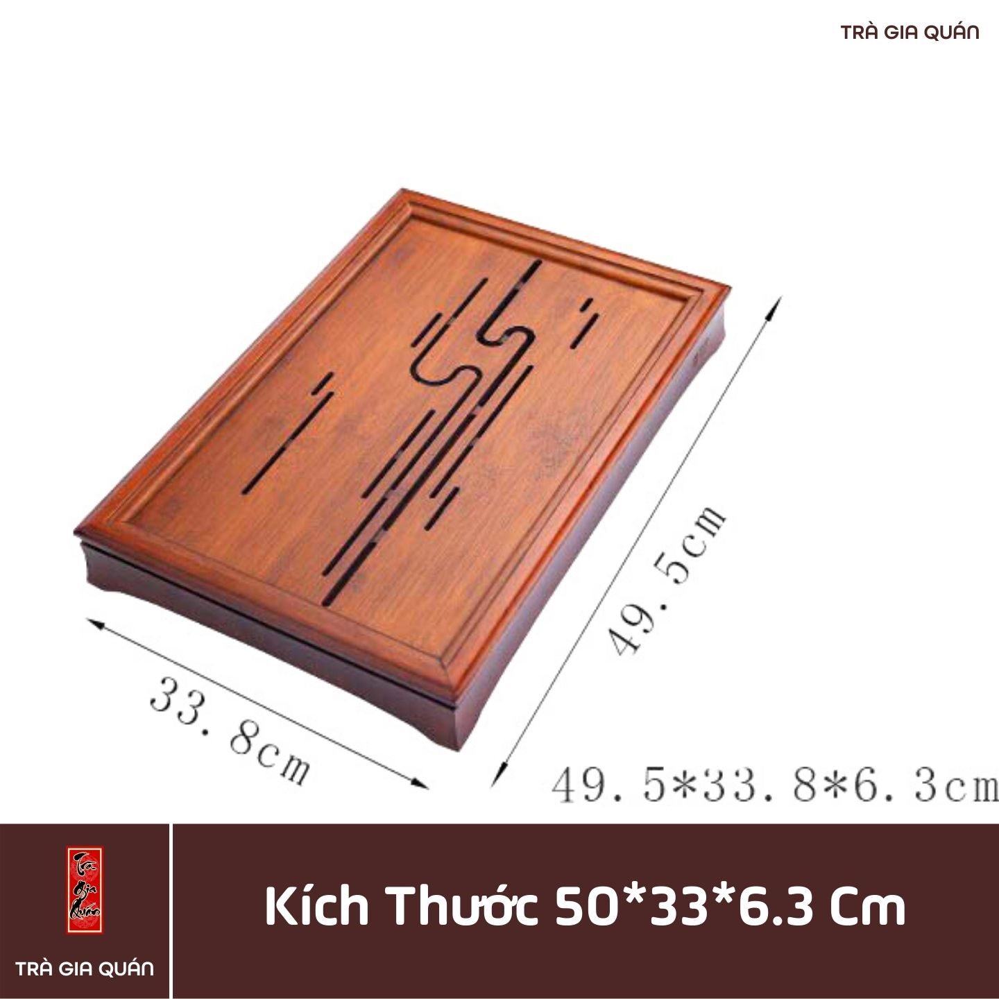 Khay Trà Tre Cao Cấp Lượn Chữ Nhật Kích Thước 50*29*6.3 KT 02