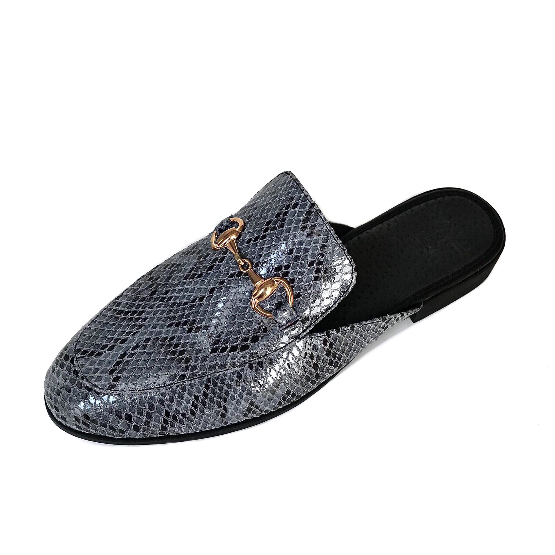 Giày Sục Nam Da Bò In Vân Da Rắn Mules Shoes TEFOSS HTSPECIAL Size 37 - 43