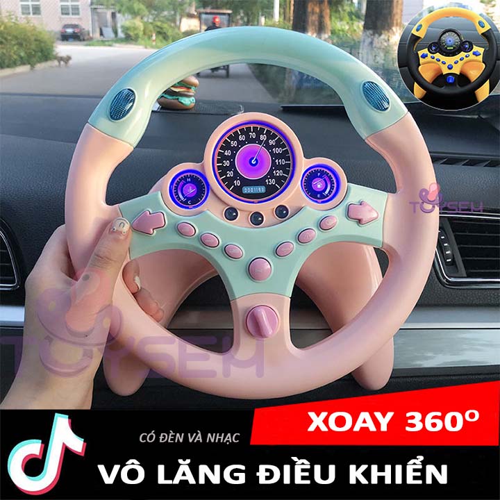 Đồ chơi vô lăng phát nhạc có đèn xoay 360 độ gắn tường đa năng - Đồ chơi cho bé vô lăng xe hơi tập lái có âm thanh vui nhộn - Quà tặng sinh nhật cho bé trai, bé gái cute